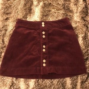 Burgundy corduroy ribbed skirt